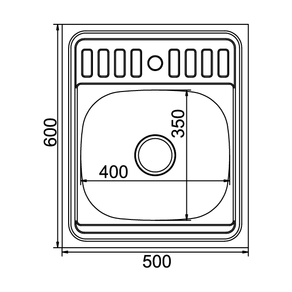 Мойка 60х50 (0,6) вып 3 1/2 MIXLINE 16см  с сифоном