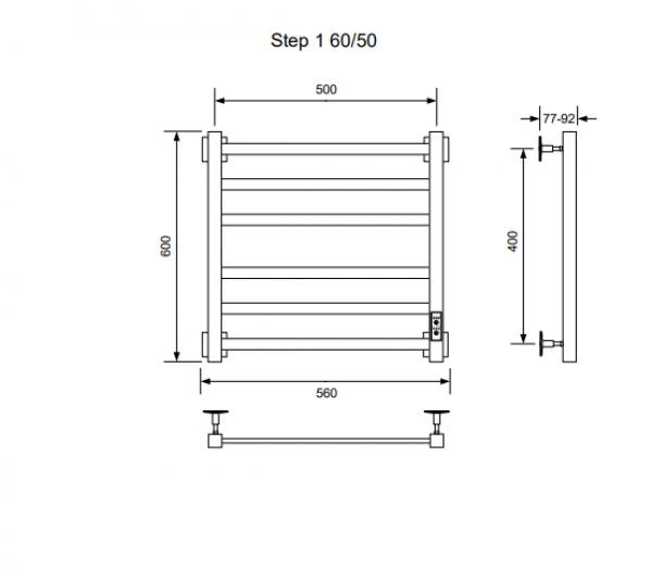 Полотенцесушитель STEP-1 60/50 U (RAL9005 mat)