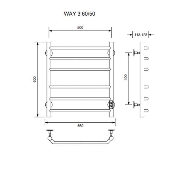 Полотенцесушитель WAY III 60/50 U (RAL9016)