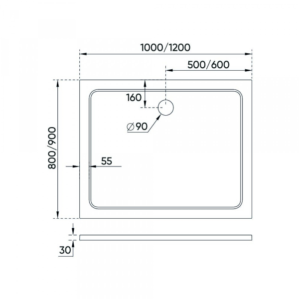 Душевой поддон Veconi Tezeo stone TZ-09, 1000x900x30, искусственный камень, белый