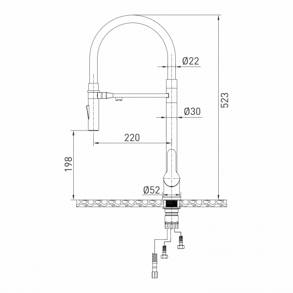 Смеситель для кухни 35k MIXLINE MLSS-0401BL серый гиб. излив магнит, подкл.к фильтру, ЧЕРНЫЙ ГРАФИТ