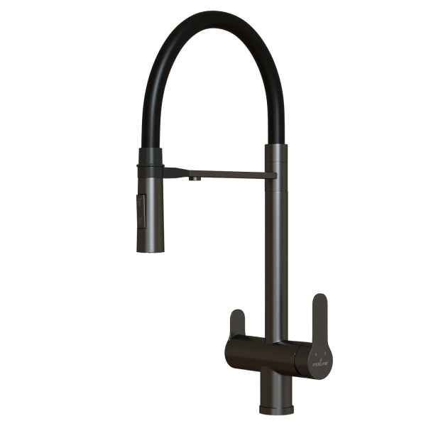Смеситель для кухни 35k MIXLINE MLSS-0401BL черный гиб. излив магнит, подкл.к фильтру, ЧЕРНЫЙ ГРАФИТ Ника